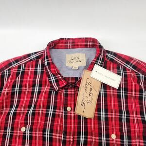 JACHS Just A Cheap Shirt Button Up Shirt Men XXL Red/Black Plaid Cotton